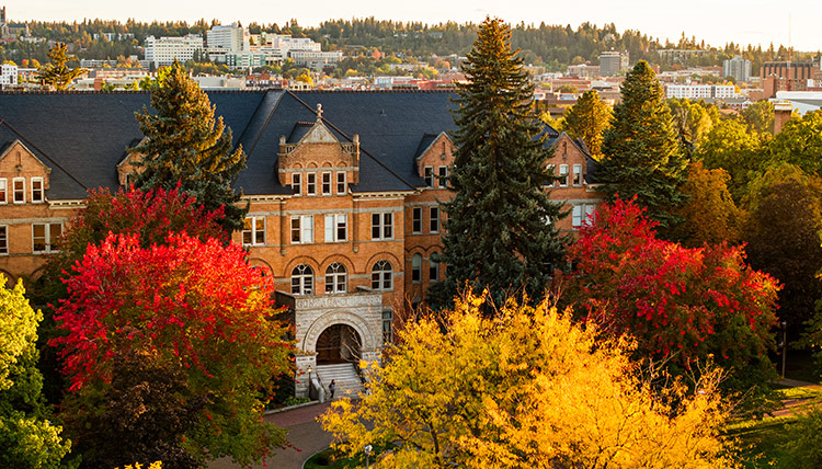 aerial image of jundt art museum