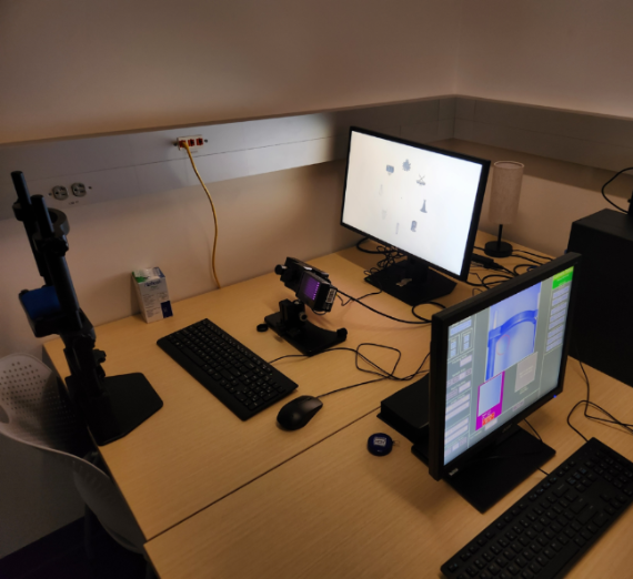 Computers and eye tracking equipment on a desk
