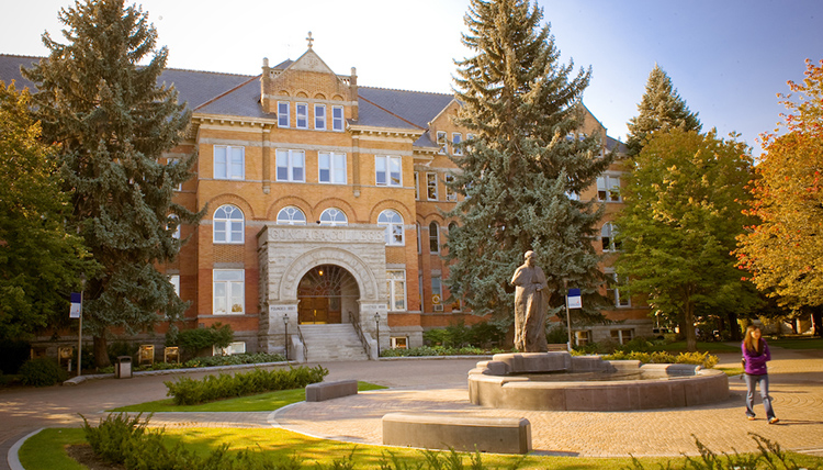 A view of College Hall on a sunny day