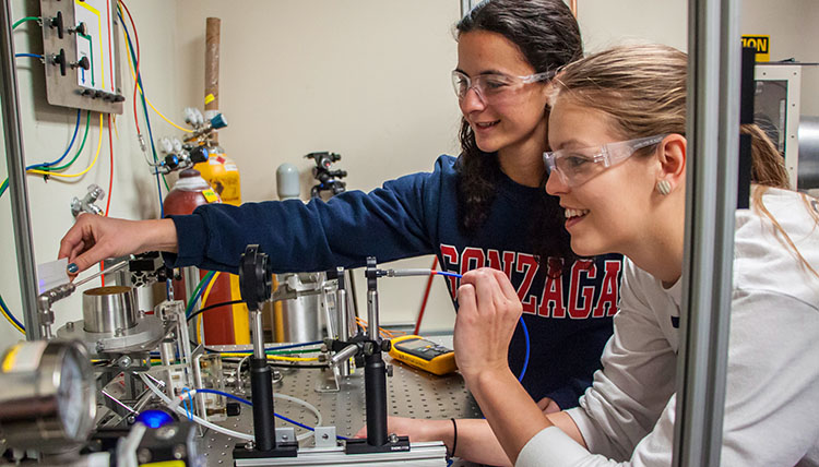 Students working in combustion lab