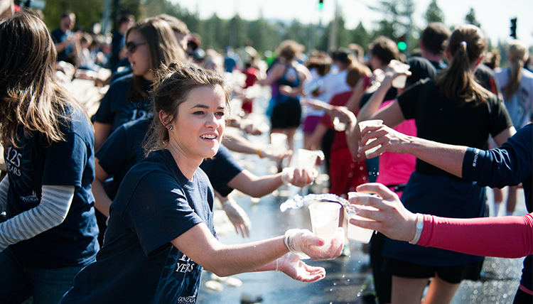 Volunteers at the annual Bloomsday run in Spokane