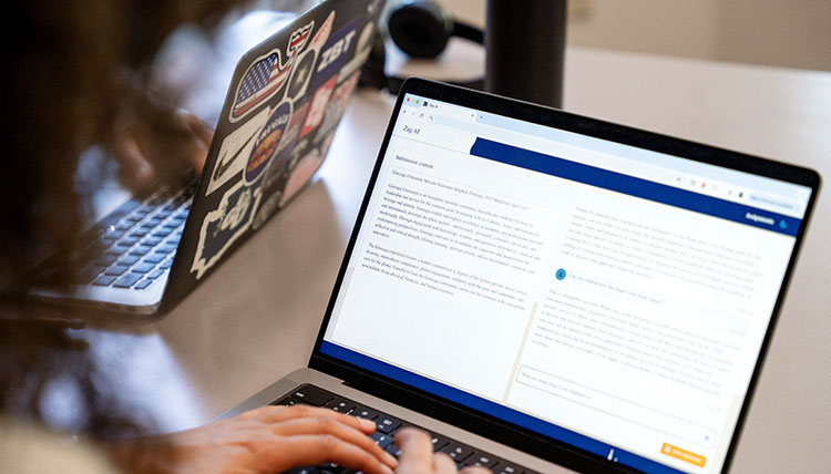 A person using Zags AI on their laptop computer.