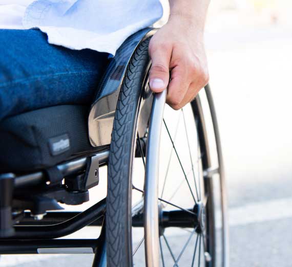 Closeup photo of wheelchair 