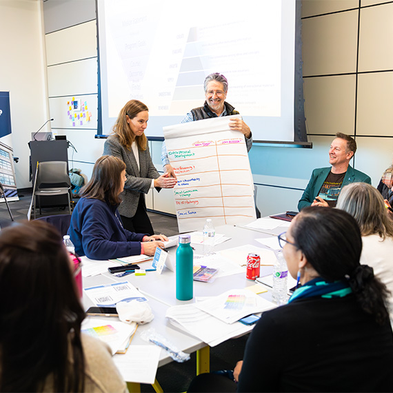 Faculty discussing paper