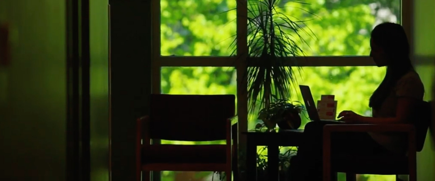 Silhouette of student studying 