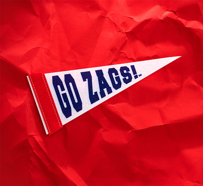 Go Zags pendant on red background