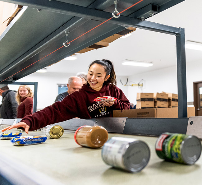 woman working at food bank