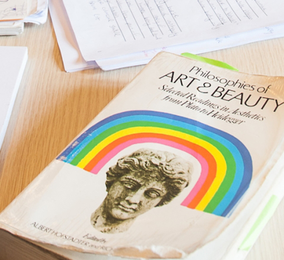 Philosophy book on desk 