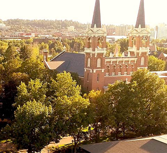 Aerial image of St. Al's looking west