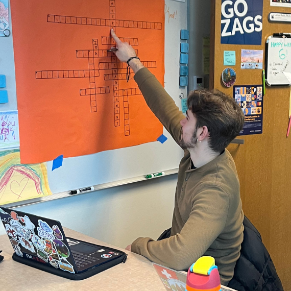 Student participating in activity