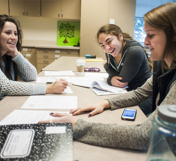 Students work together on assignment 