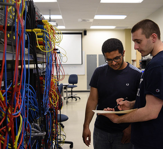 Student in power lab