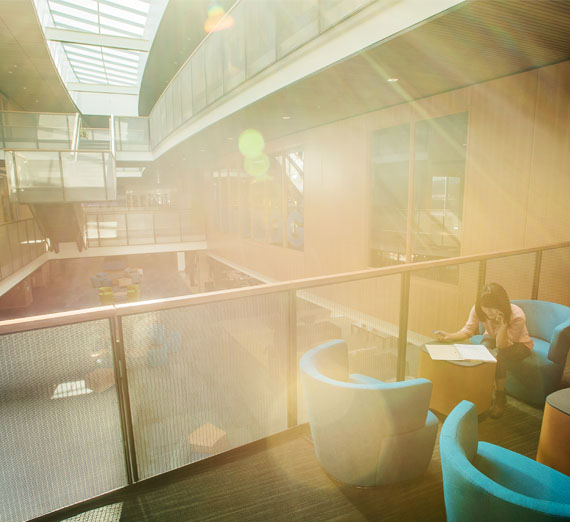 student studying in hemmingson 