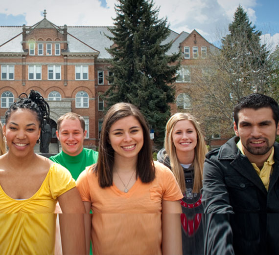 Gonzaga students outside of College Hall