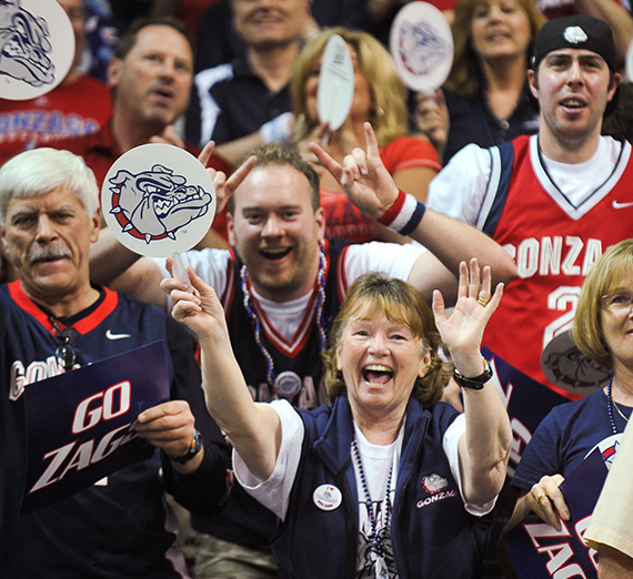 Gonzaga fans cheer on Gonzaga basketball team
