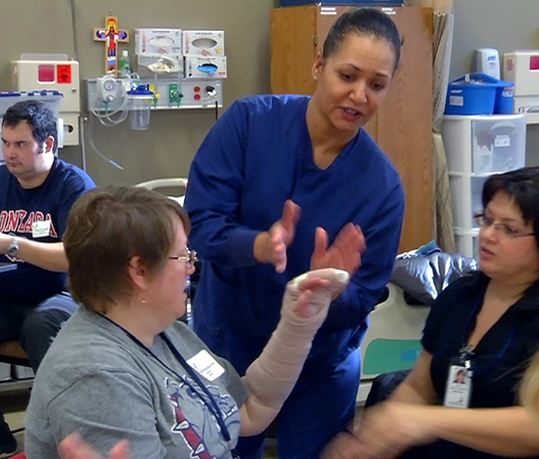 Nursing lab, watch video
