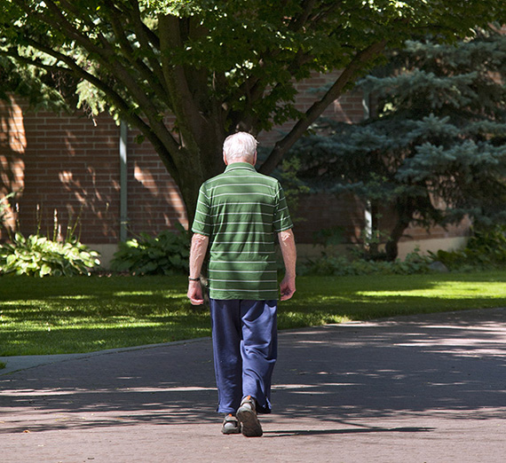 Fr. Coughlin walking