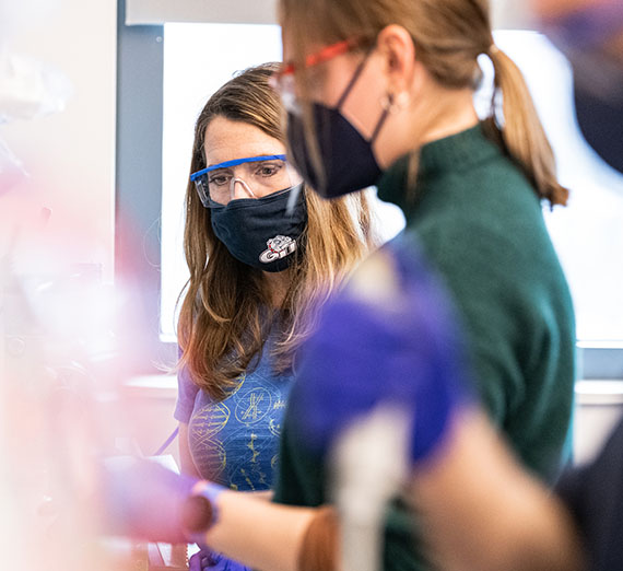 Students in a biology lab.