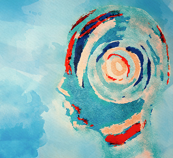 An abstract painting of a a human brain.