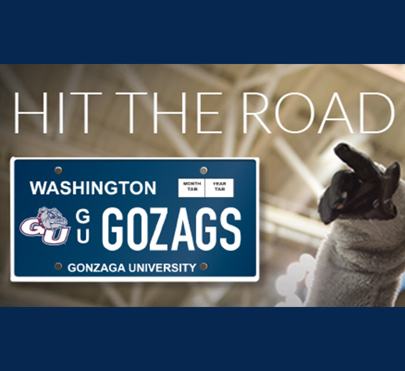 hit the road Washington state Gonzaga University vanity license plate