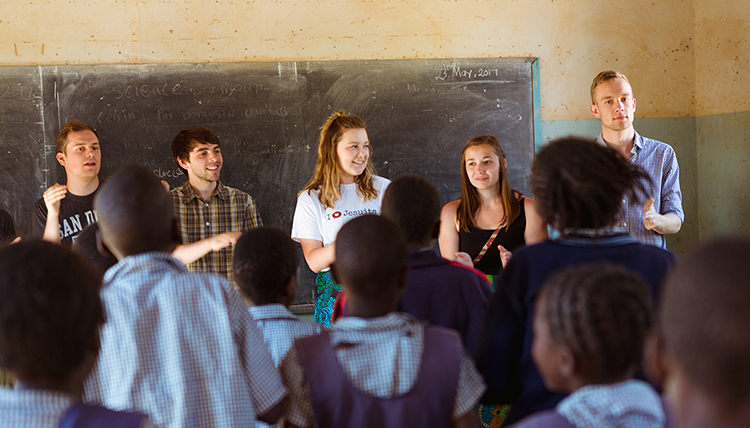Gonzaga students in Africa teach music to schoolchildren