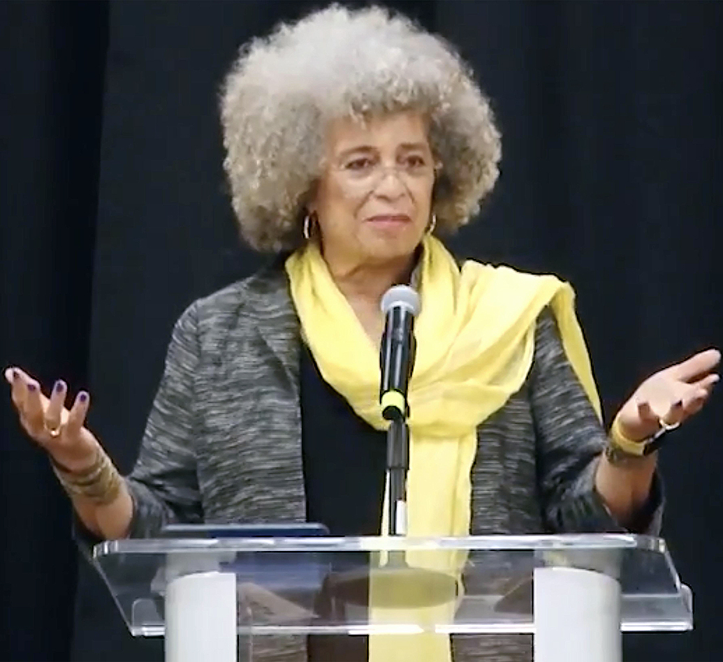 Angela Davis speaking at Gonzaga University on Oct. 25.