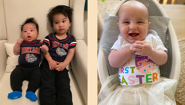 Ashli Gonzales and Jonathan Le's son with older sibling and Jennifer (Van Cott) Stuchell and Austin Stuchell's daughter, Josie Jane.