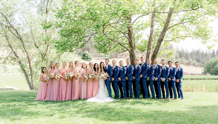 Kimberly Grove and Austin Portch with their wedding party.