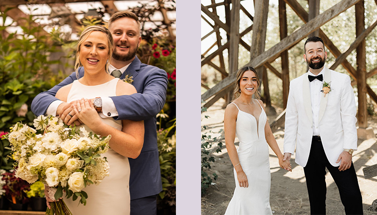 Alex Henry and Bill Westfall wedding pictured on the left and Connor Ness and Lauren Johnson on the right. 