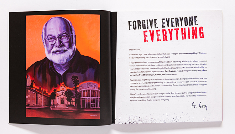 original artwork of father boyle as shown inside his book