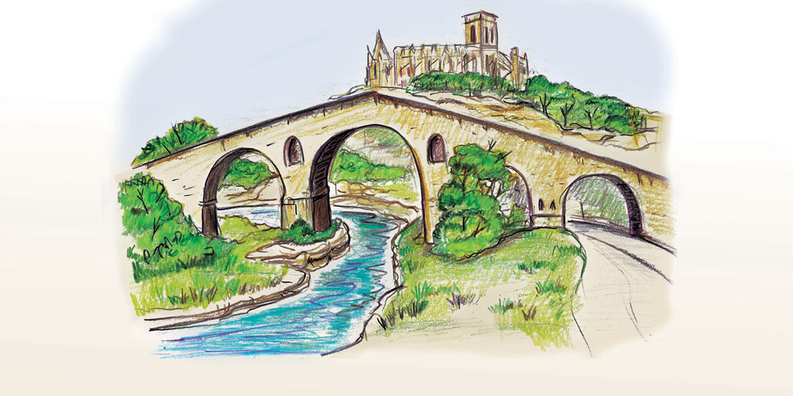 Cardoner River in Spain; Illustration by Tracy Martin