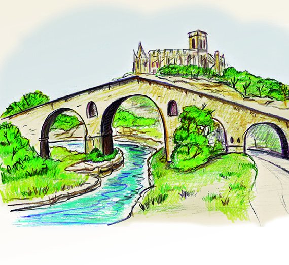 Cardoner River in Spain; Illustration by Tracy Martin