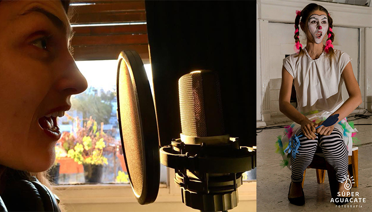 two images of woman singing