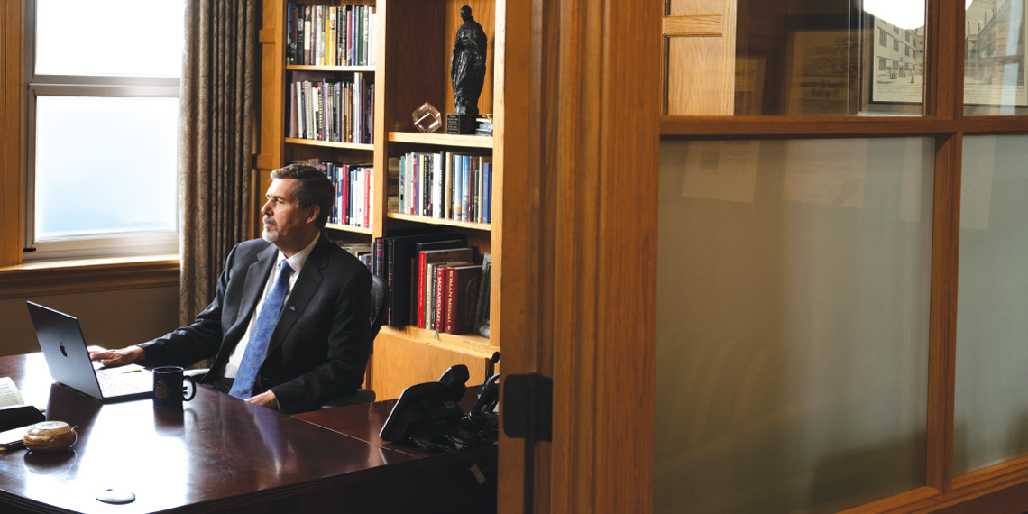 President Thayne McCulloh in his office.