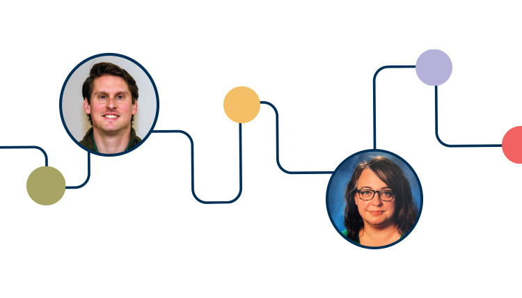 graphic pathway with photos of 2 individuals