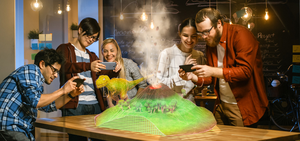 Photo of Students Collaborating on Designing Augmented Reality Game Image