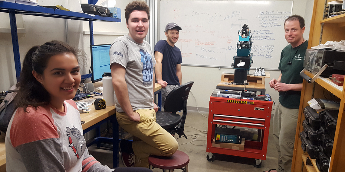 Siniva Areta in the GU engineering lab (GU photo)