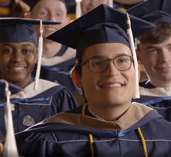 students in graduation caps and gowns