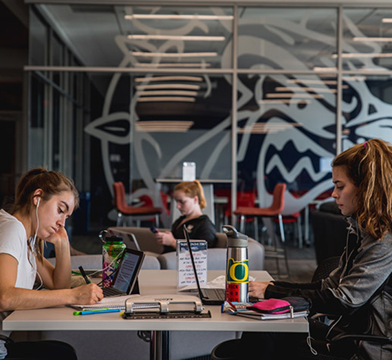 Gonzaga student-athletes study in the Volkar Center. (GU photo)