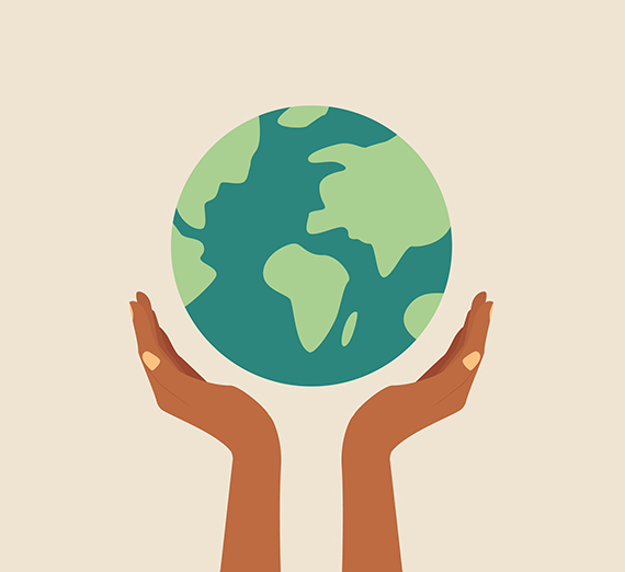 graphic of hands holding earth