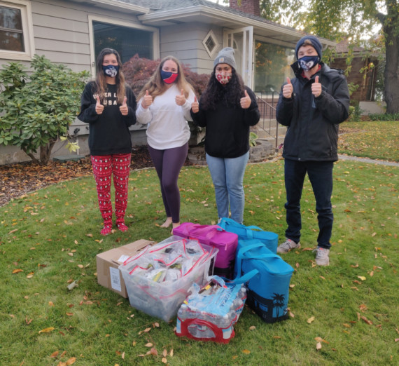 students delivering meals