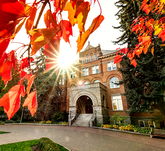 gonzaga college hall with sun