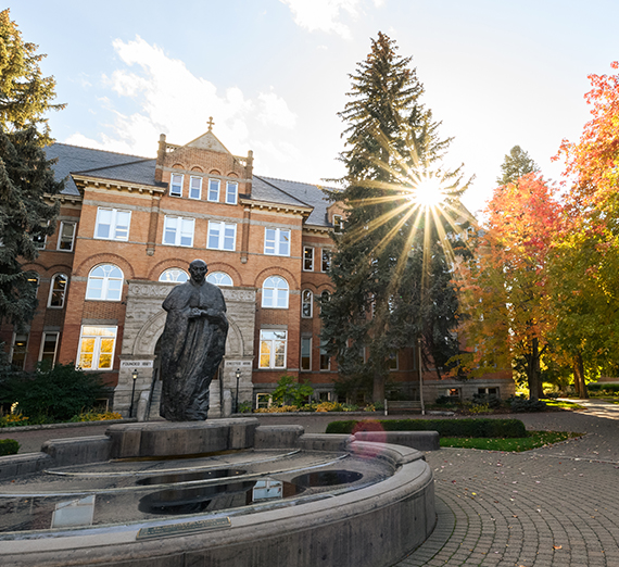 gonzaga college hall with sun