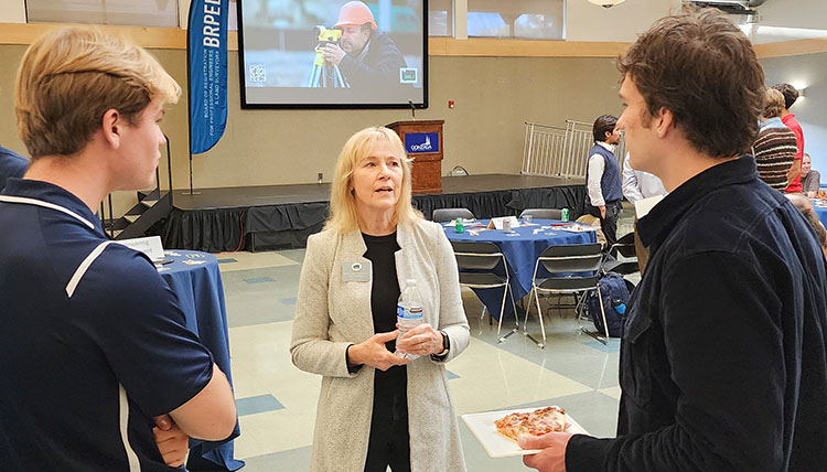 Board chair meets with students