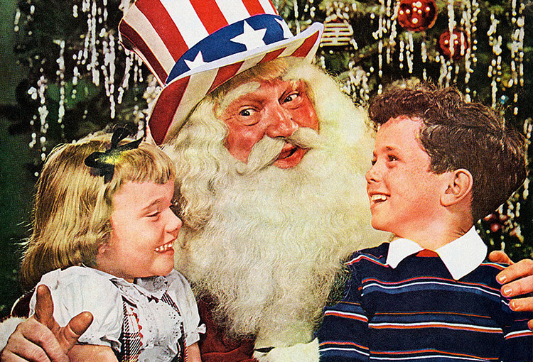 Santa Clause with two children