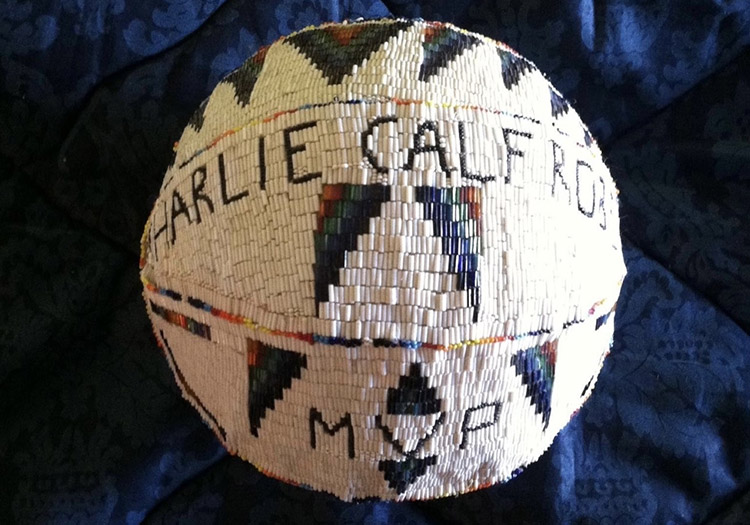 A beaded basketball