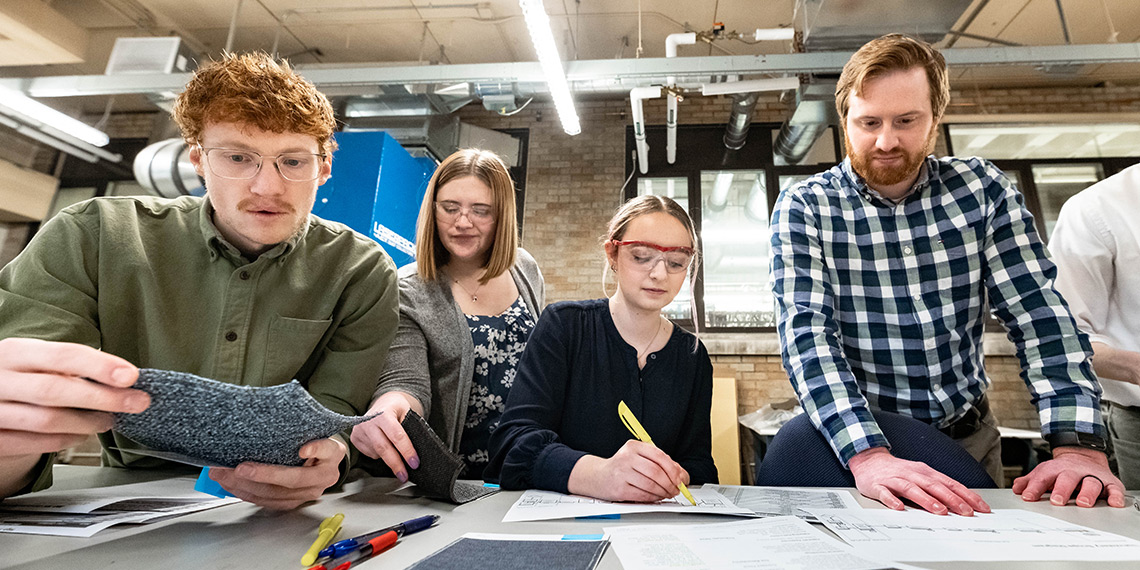 Students explore sustainable options for seating on Boeing aircrafts.