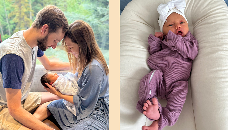 Two photos of newborn babies.