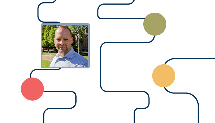 pathways graphic with photo of a man