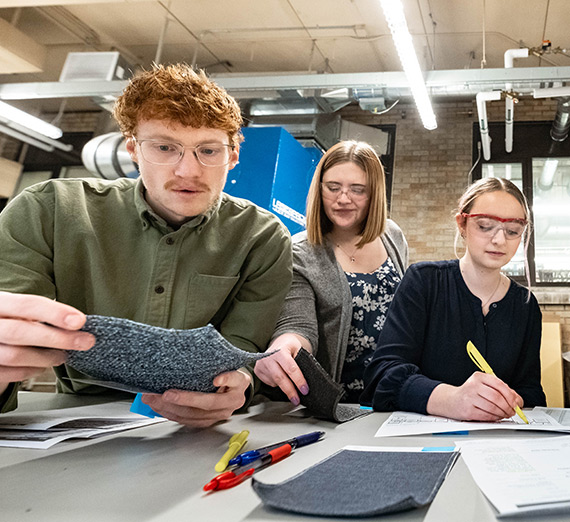 Students explore sustainable options for seating on Boeing aircrafts.